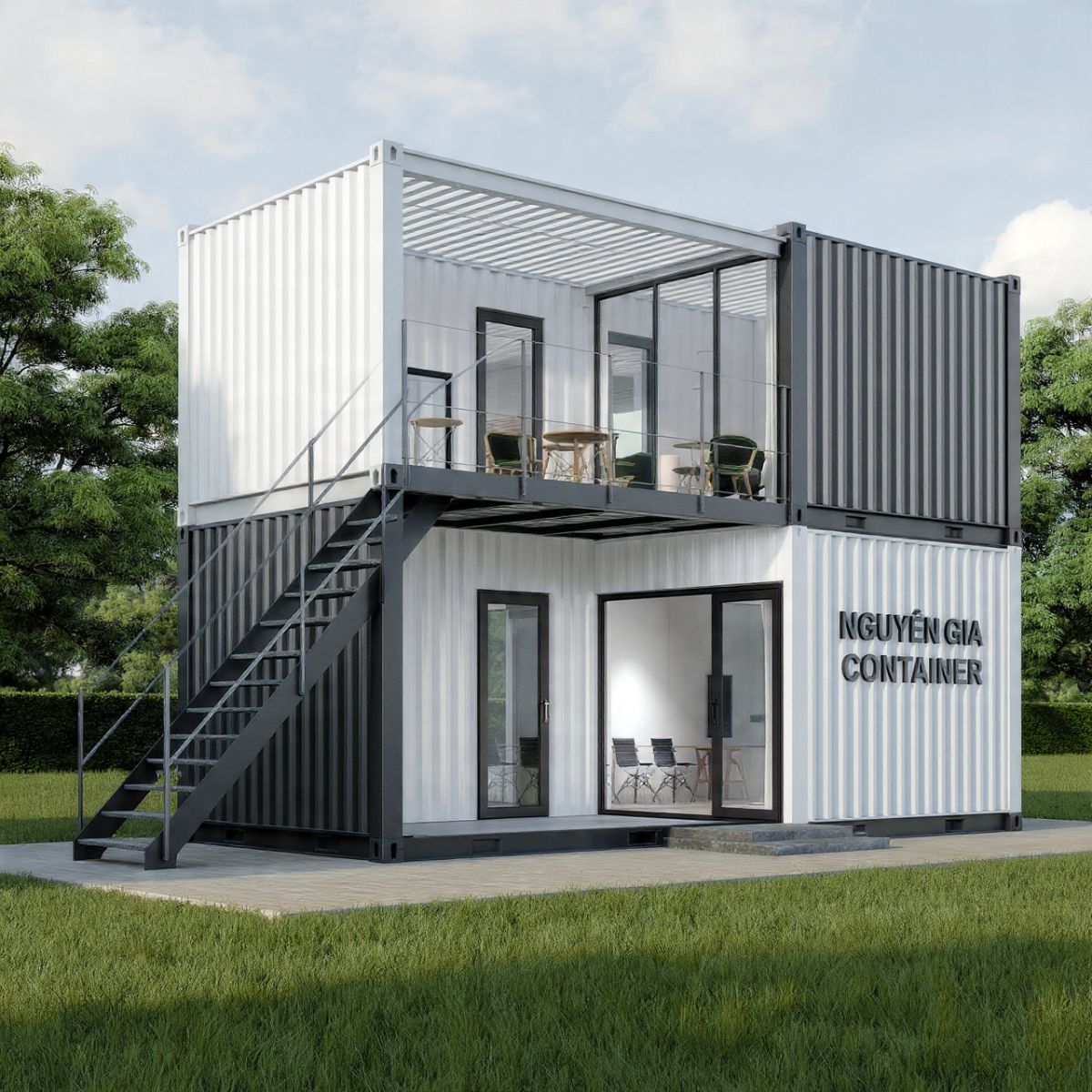 Container văn phòng ghép đôi – Giải pháp không gian siêu rộng