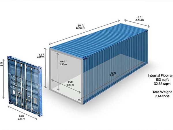 Thông số và kích thước Container 20 feet